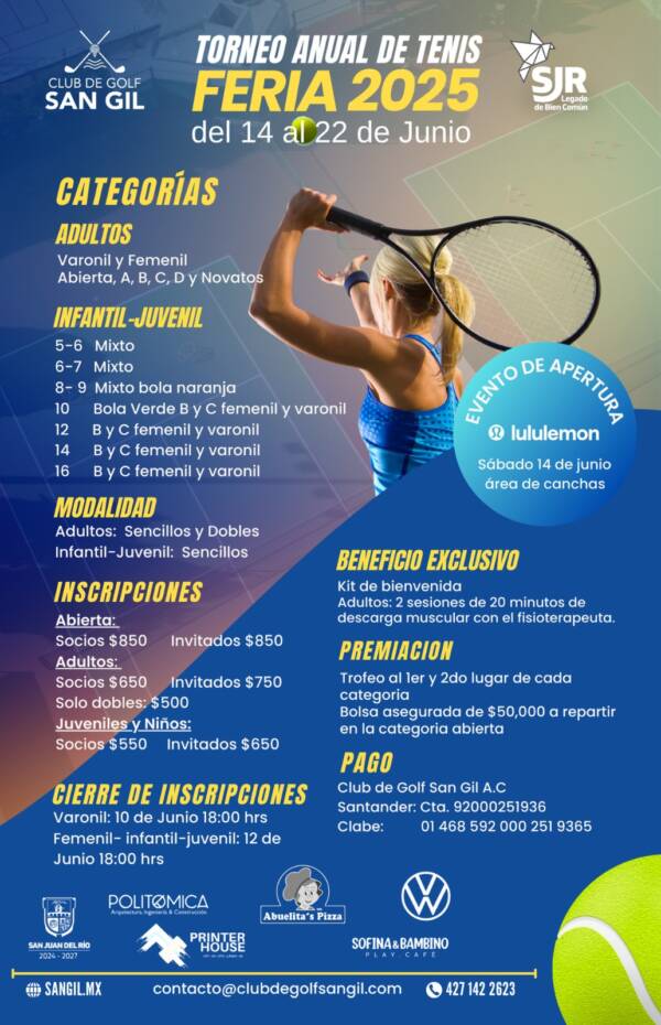Torneo Anual de Tenis San Gil 2025 – Inscripciones Abiertas